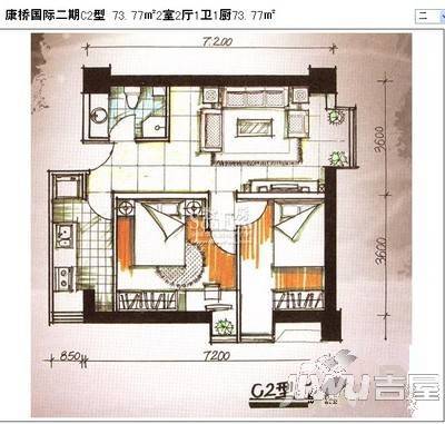 康桥国际3室2厅2卫128.4㎡户型图