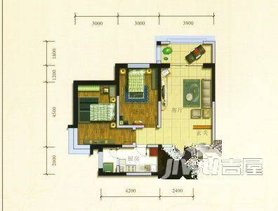 兰驼小区3室2厅1卫91.8㎡户型图