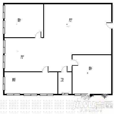 拱星墩2室2厅1卫80㎡户型图