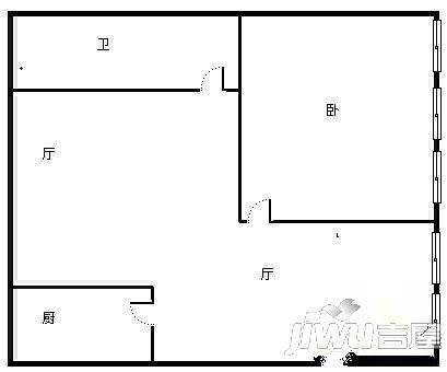 拱星墩2室2厅1卫80㎡户型图