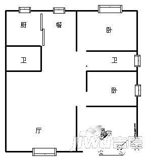 军安小区3室2厅1卫110㎡户型图