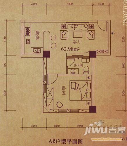 天银大厦1室1厅1卫63㎡户型图