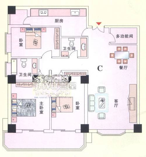 中广金色家园3室2厅2卫户型图