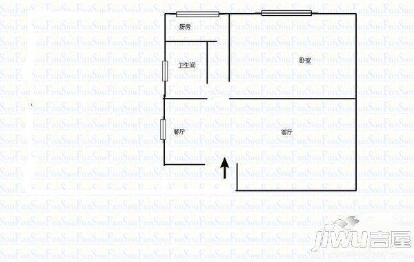 中广金色家园1室1厅1卫51㎡户型图