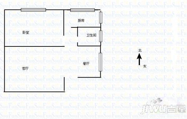 中广金色家园1室1厅1卫51㎡户型图