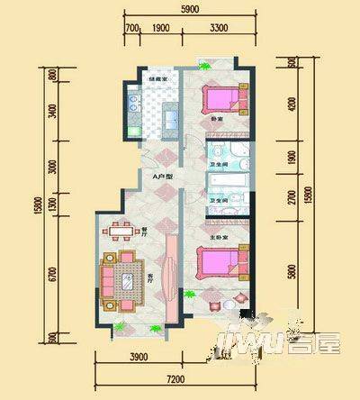 华阳名居3室2厅2卫户型图