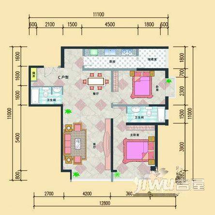 华阳名居3室2厅2卫户型图