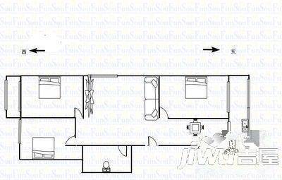 比科新大厦3室2厅1卫户型图