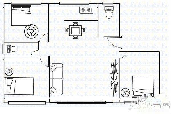 安康小区3室2厅1卫户型图