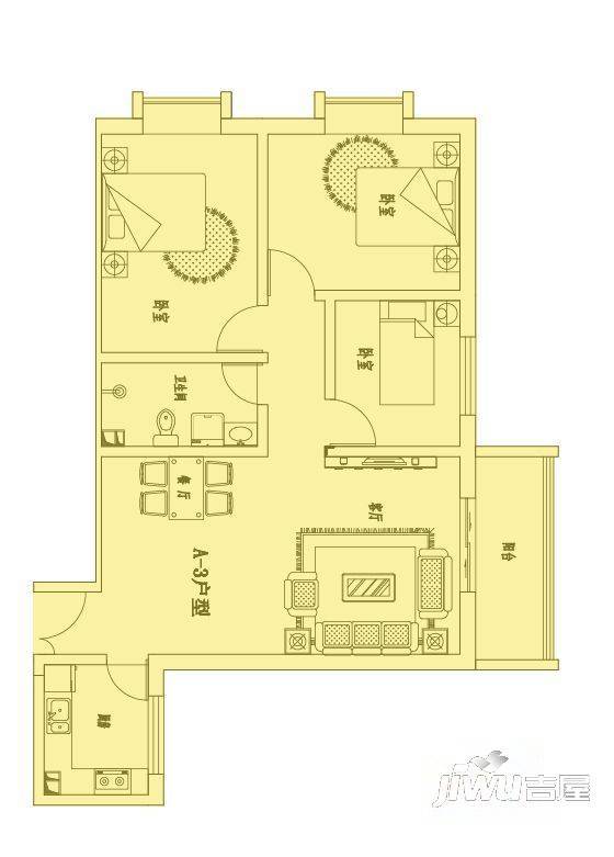 枣林小区2室2厅1卫户型图