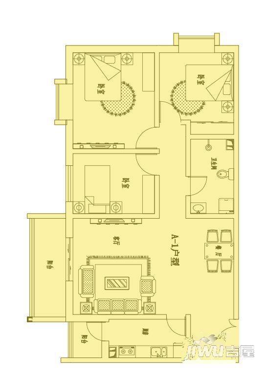 枣林小区2室2厅1卫户型图