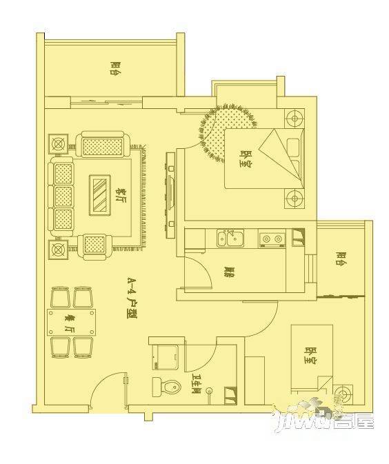 枣林小区2室2厅1卫户型图