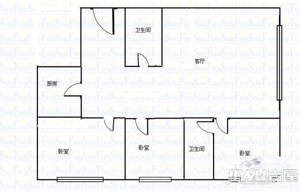 兰滨小区3室2厅2卫户型图