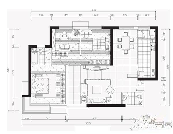 长业今典名苑3室2厅2卫143.9㎡户型图