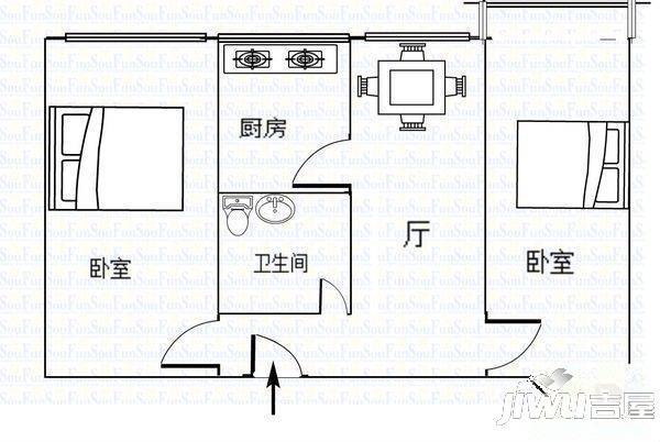 恒裕小区2室2厅1卫户型图