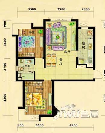 金港城金慧佳苑2室2厅1卫户型图