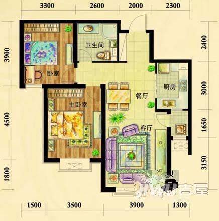 金港城金慧佳苑2室2厅1卫户型图