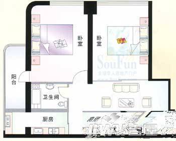 建信大厦2室1厅1卫111.3㎡户型图