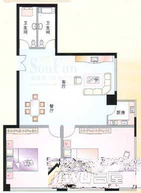 建信大厦2室2厅2卫137.9㎡户型图