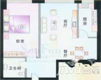 建信大厦1室2厅1卫76㎡户型图