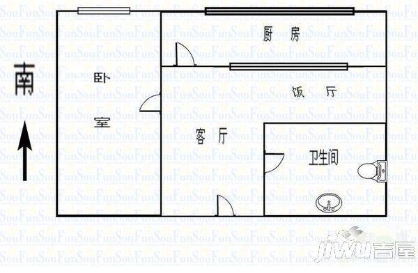 小西湖大唐宫2室2厅1卫户型图