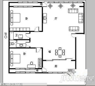 东方花园2室2厅1卫户型图