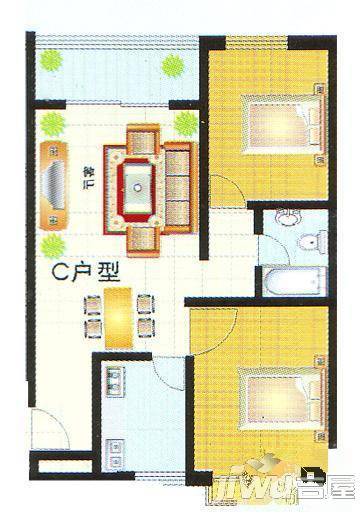 惠宝幸福佳苑2室2厅1卫户型图