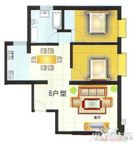 惠宝幸福佳苑2室2厅1卫98.6㎡户型图