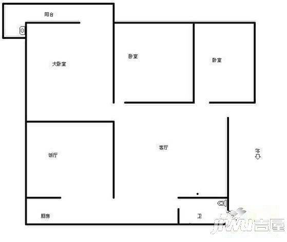 达祥小区2室2厅1卫90㎡户型图