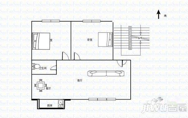 林家庄铁路小区2室2厅1卫户型图