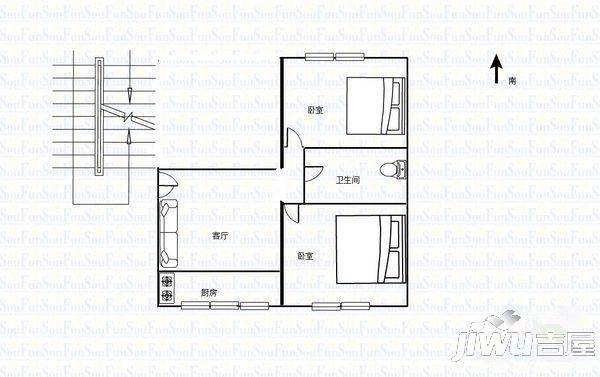 林家庄铁路小区2室2厅1卫户型图