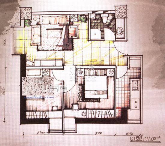 康桥国际3室2厅2卫128.4㎡户型图