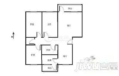 金利花园3室2厅1卫104㎡户型图