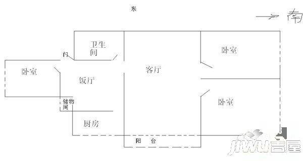 佳裕小区3室2厅1卫112㎡户型图