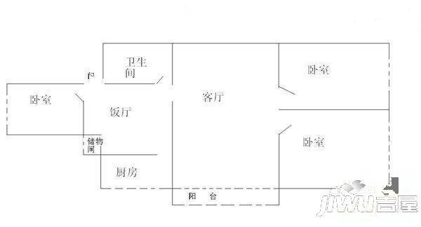 佳裕小区3室2厅1卫112㎡户型图