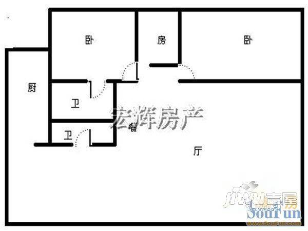 怡景新苑3室2厅2卫148.7㎡户型图