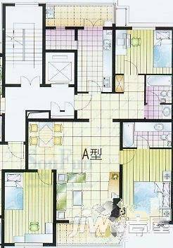 实创现代城5室3厅3卫257.4㎡户型图