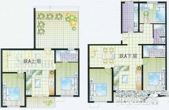 实创现代城5室3厅3卫257.4㎡户型图