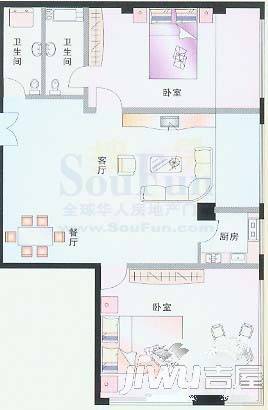 建信大厦2室2厅2卫137.9㎡户型图