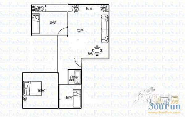 永通商住楼3室2厅1卫户型图