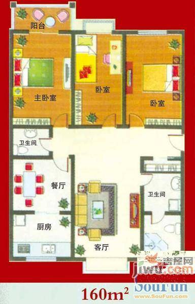 中润怡园2室1厅1卫108㎡户型图