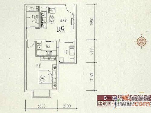 卓达亿嘉盛世春天1室1厅1卫59.5㎡户型图