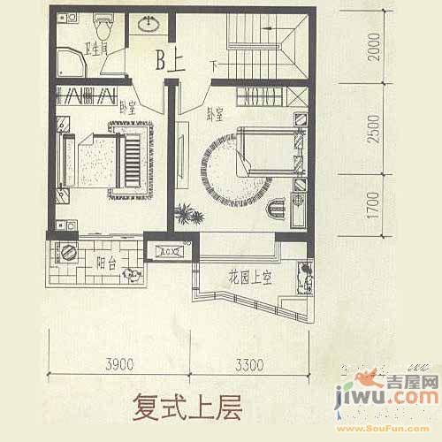 卓达亿嘉盛世春天1室1厅1卫59.5㎡户型图