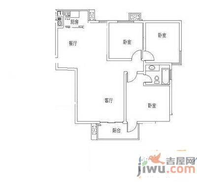 卓达亿嘉盛世春天1室1厅1卫59.5㎡户型图