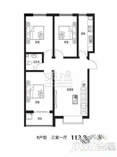 明珠北苑3室1厅0卫113.2㎡户型图