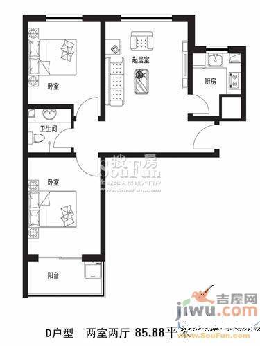 明珠北苑2室1厅0卫85.9㎡户型图