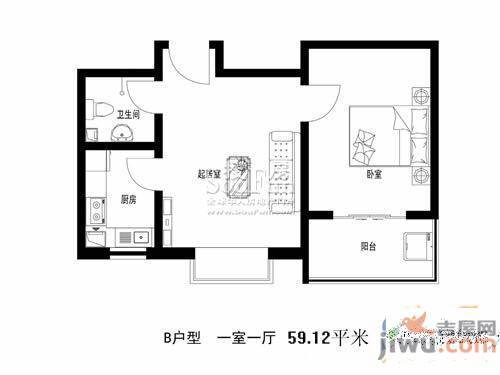 明珠北苑1室0厅0卫59.1㎡户型图