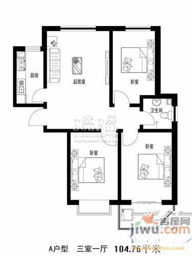 明珠北苑3室1厅0卫104.8㎡户型图