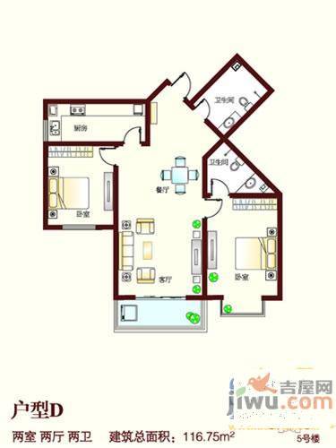 顺美华庭2室2厅0卫116.8㎡户型图