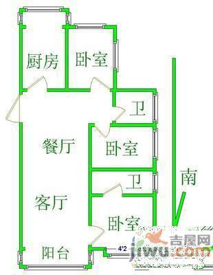 英商家园3室2厅1卫147㎡户型图